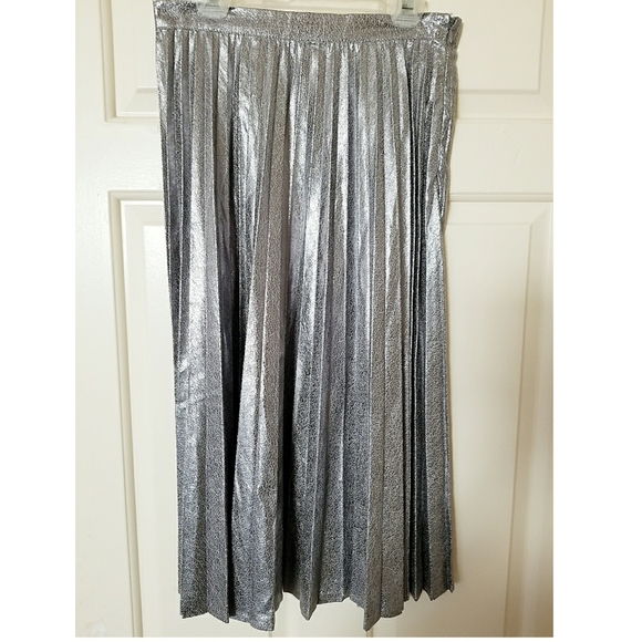 F21 Distressed Metallic Accordion-Pleat Sk… - Picture 4 of 8